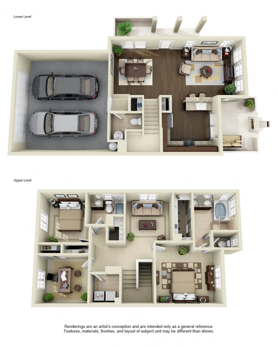Floor plan for 3 beds, 2.5 baths, 1649 sqft